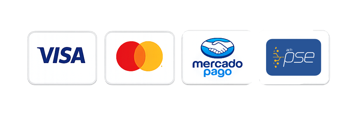Métodos de pago: Visa, Mastercard, PSE, Efecty